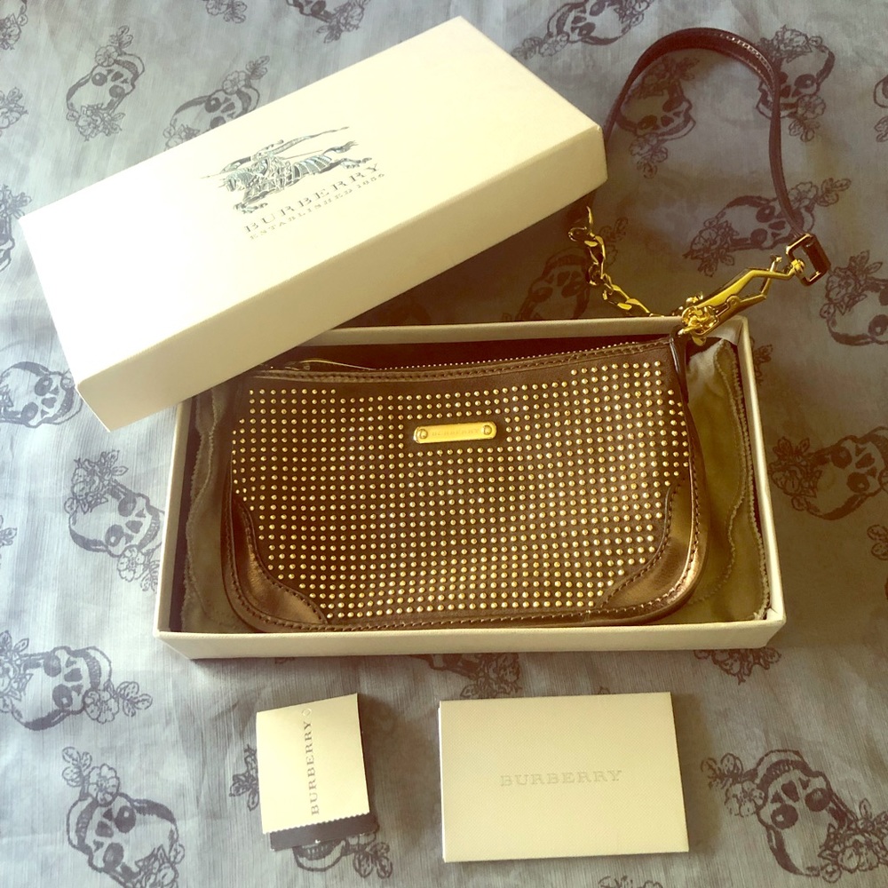 Burberry Studded Metallic Wristlet/Pochette